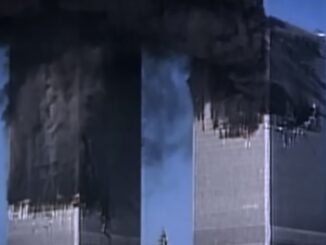 Twin Towers with heavy smoke, September 11 attacks.