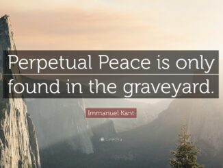 Quote about peace over mountain landscape.