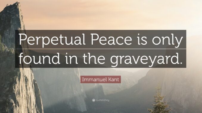 Quote about peace over mountain landscape.