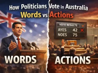 Politicians' words versus actions in Australia.