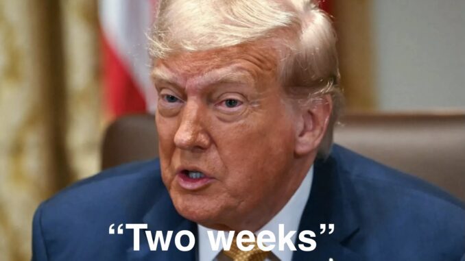 Man speaking with "Two weeks" text overlay. Man speaking with "Two weeks" text overlay.
