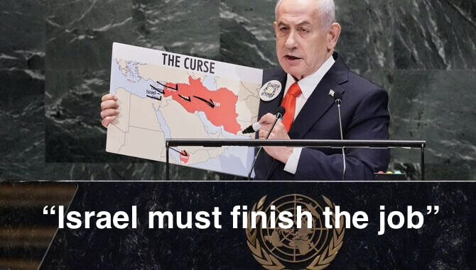 Man in suit holding map at podium