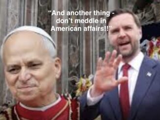 Man in suit waving beside cleric