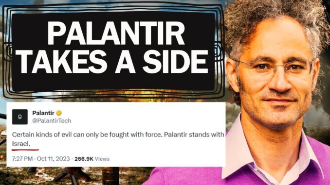 Palantir headline with tweet and man's portrait Palantir headline with tweet and man's portrait