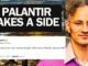 Palantir headline with tweet and man's portrait