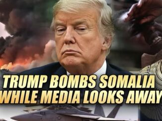 Man's portrait over bombing scene and headline