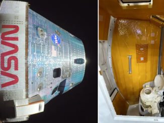 NASA spacecraft capsule exterior and lavatory interior