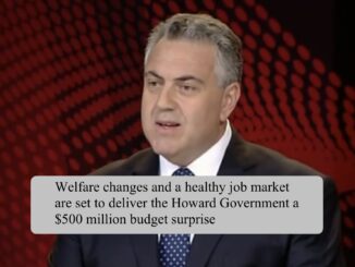 Man on TV with government budget caption