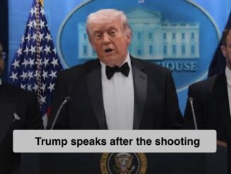 Man in tuxedo speaking at presidential podium