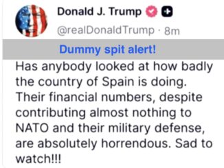 Screenshot of social media post criticizing Spain's finances