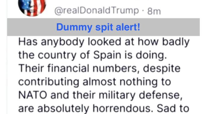 Screenshot of social media post criticizing Spain's finances