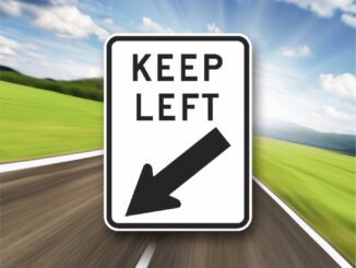 Keep left road sign with arrow