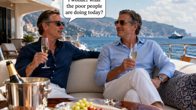 Two men on luxury yacht toasting champagne