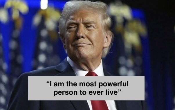 Smirking man in suit, American flags, quote