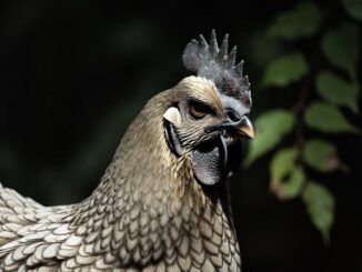 Close-up gray patterned chicken head