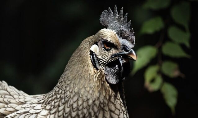 Close-up gray patterned chicken head