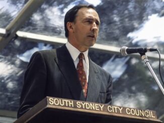 Man speaking at South Sydney City Council podium