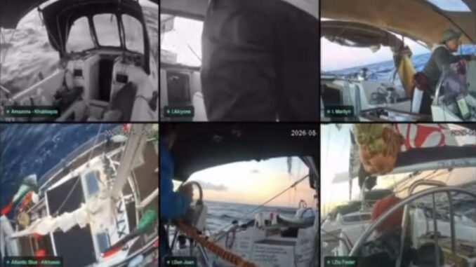Six onboard sailboat camera views at sea Six onboard sailboat camera views at sea