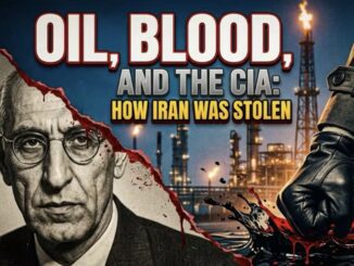 Poster: oil refinery, bleeding glove, portrait