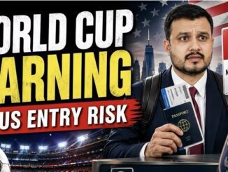 World Cup traveler holding passport at US customs