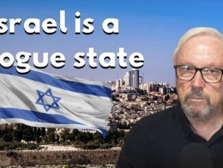 Israel is a rogue state" text with flag