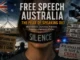 Australian free speech protester with silenced mouth