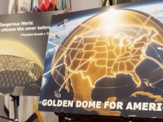 Poster showing golden dome over United States