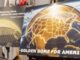 Poster showing golden dome over United States