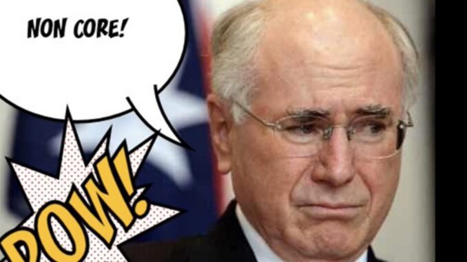 Frowning older man with "NON CORE!" and "POW! Frowning older man with "NON CORE!" and "POW!