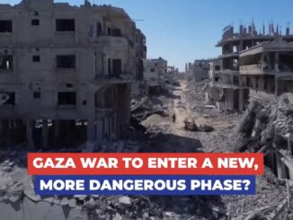 Destroyed Gaza buildings and rubble-filled street