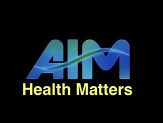 AHM Health Matters blue logo on black