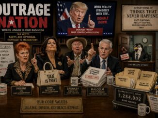 Satirical montage mocking media outrage and politics