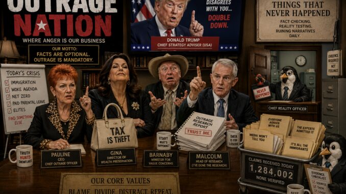 Satirical montage mocking media outrage and politics Satirical montage mocking media outrage and politics