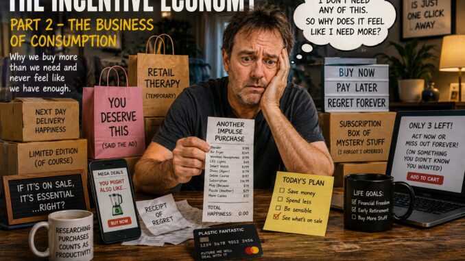 Man overwhelmed by online shopping and receipts Man overwhelmed by online shopping and receipts