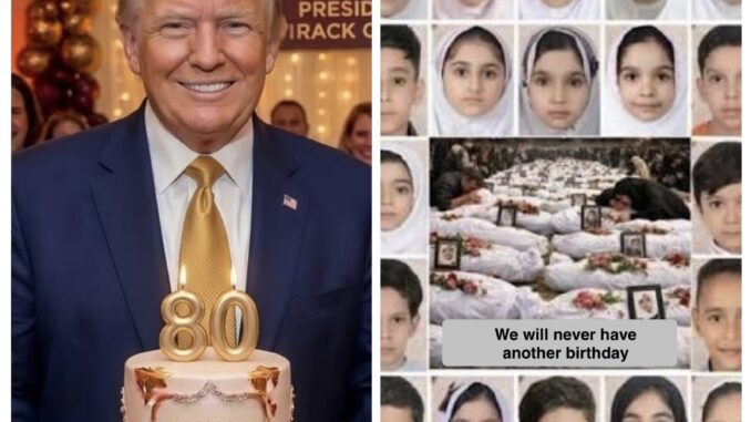 Smiling man with cake beside children's photo collage Smiling man with cake beside children's photo collage