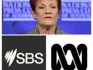 Woman portrait above SBS and ABC broadcast logos