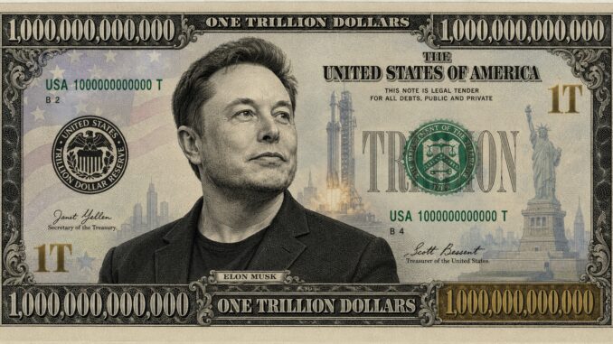 Portrait of man on novelty trillion-dollar bill Portrait of man on novelty trillion-dollar bill