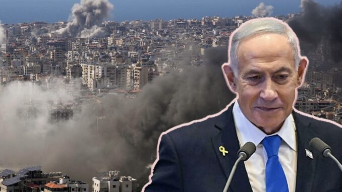 Politician at podium, city smoldering in background Politician at podium, city smoldering in background