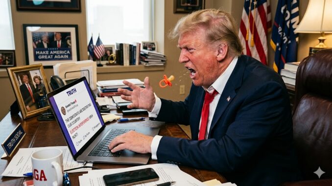Frustrated person shouting at laptop in office