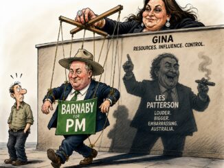 Businesswoman controlling politician puppet with dark shadow