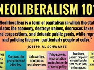 Neoliberalism 101 poster listing harmful effects