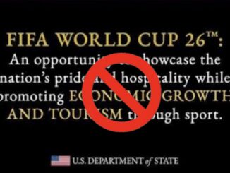 Red ban symbol over FIFA World Cup text