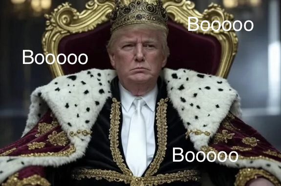 Man wearing crown and royal robe on throne Man wearing crown and royal robe on throne
