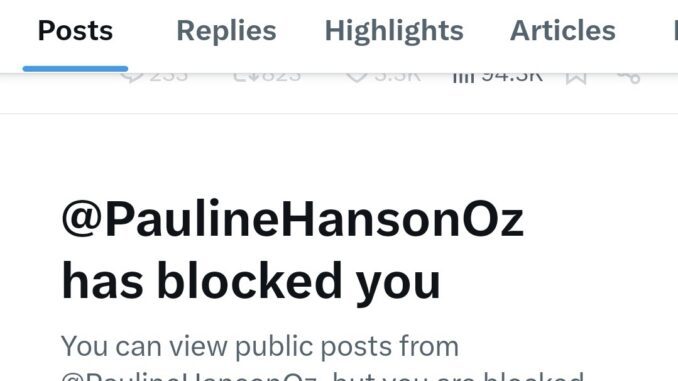 Social media "blocked" notification screenshot