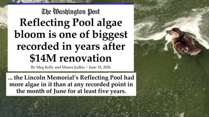 Washington Post headline about Reflecting Pool algae