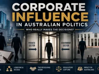 Revolving door symbolizing corporate influence in Australia
