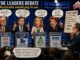 Caricature of politicians at televised leaders' debate