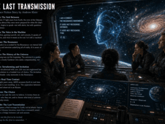 Spacecraft crew observing holographic cosmic face