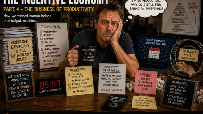 Exhausted man at desk surrounded by productivity notes Exhausted man at desk surrounded by productivity notes