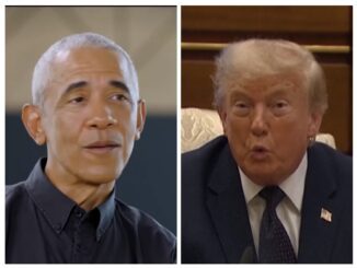 Split-screen portrait of two men speaking